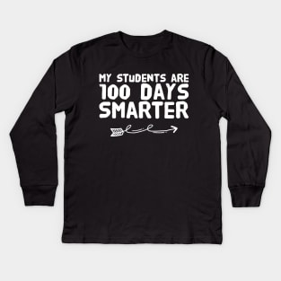 My students are 100 days smarter Kids Long Sleeve T-Shirt